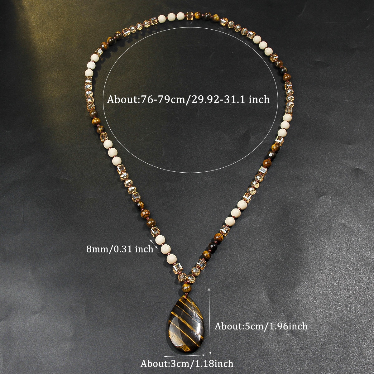 Fashionable Vintage Style Natural Stone Pendant Necklace, Gift